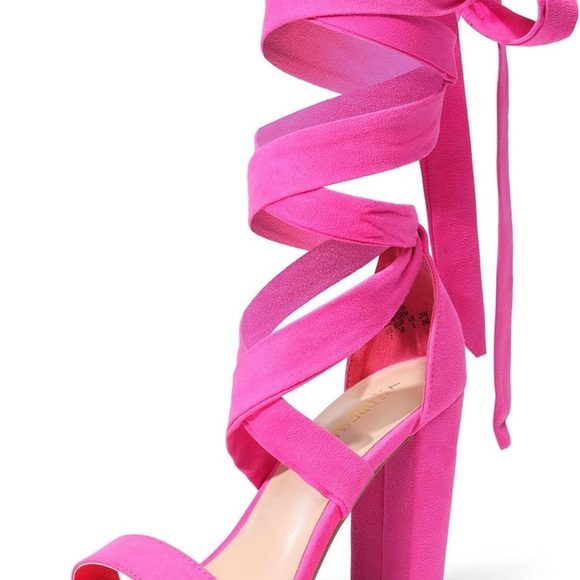 High Heels Lace Up Chunky Block Heels Strappy Sexy Open Toe Heels Pumps Sandals - Picture 2 of 7